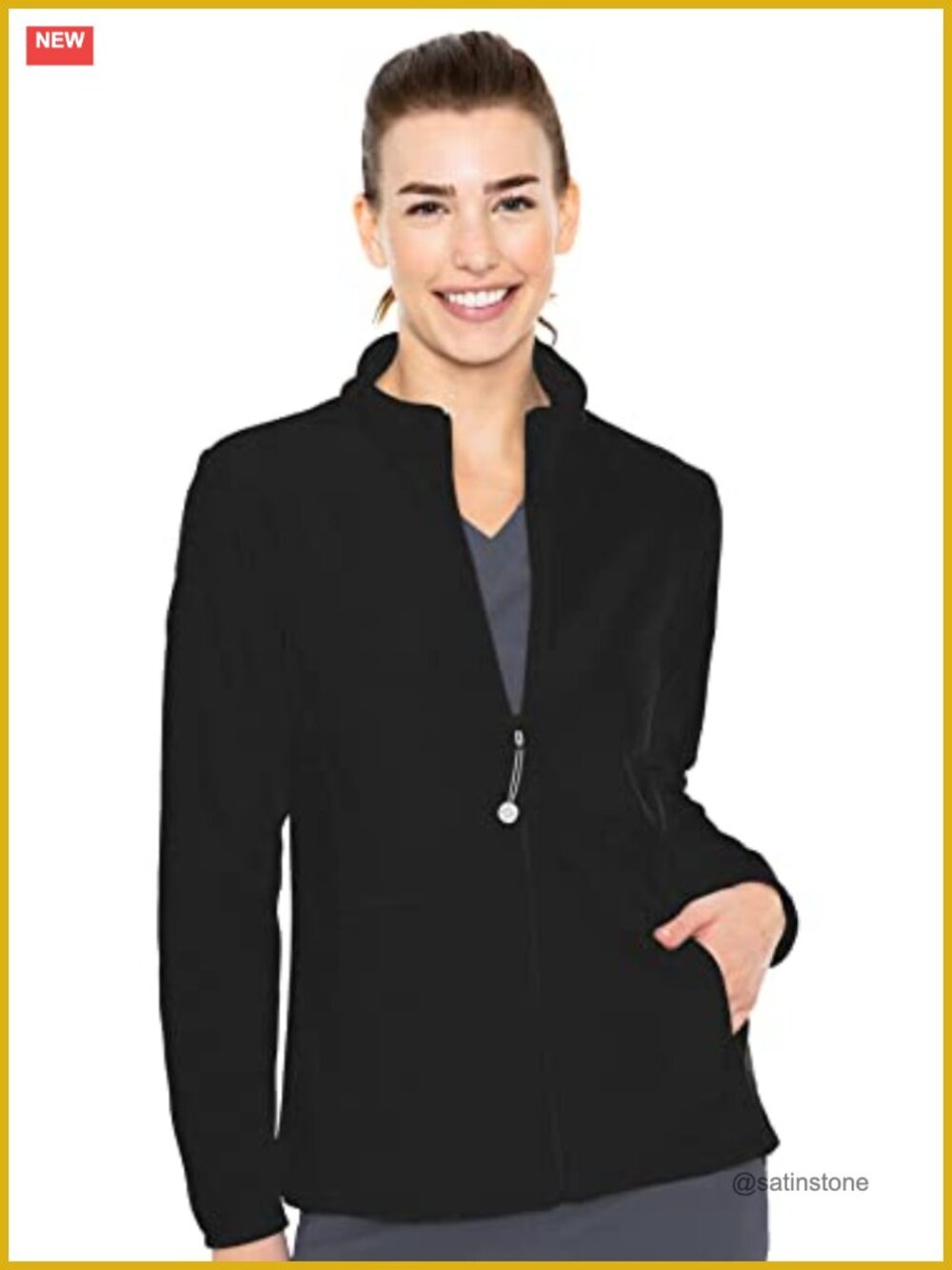 Women's Scrub Fleece Jacket ZIP UP Medical Nurse 100% Polyester